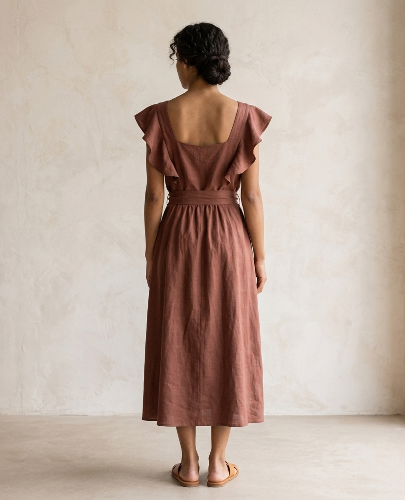 Vestido con olan en la manga