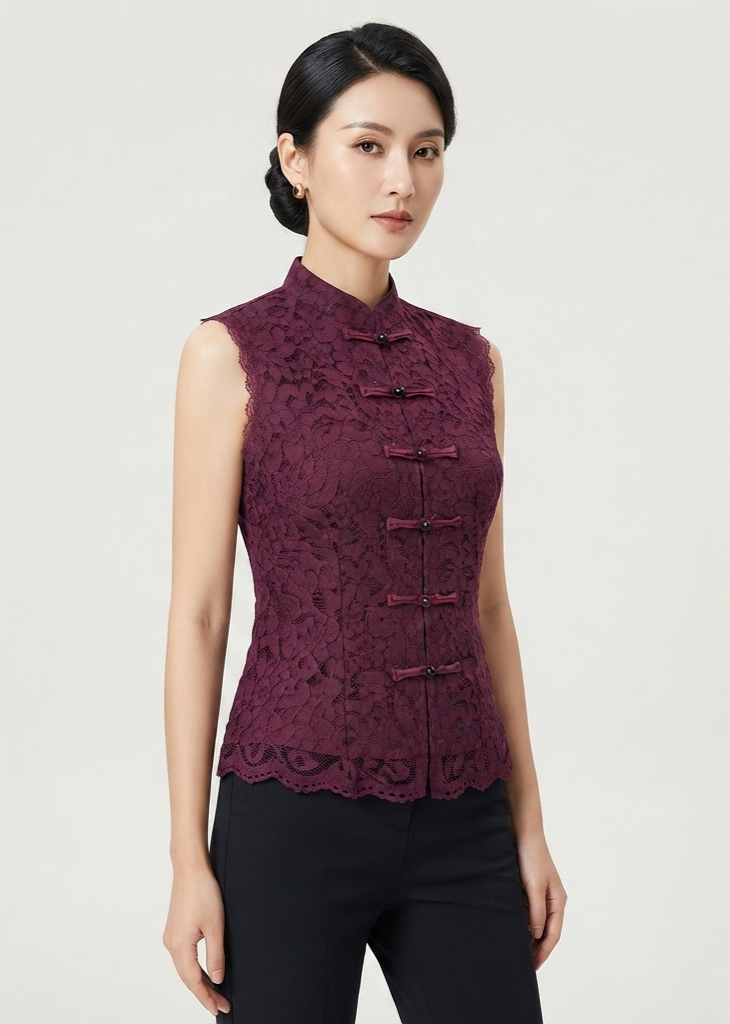 Blusa de encaje sin mangas