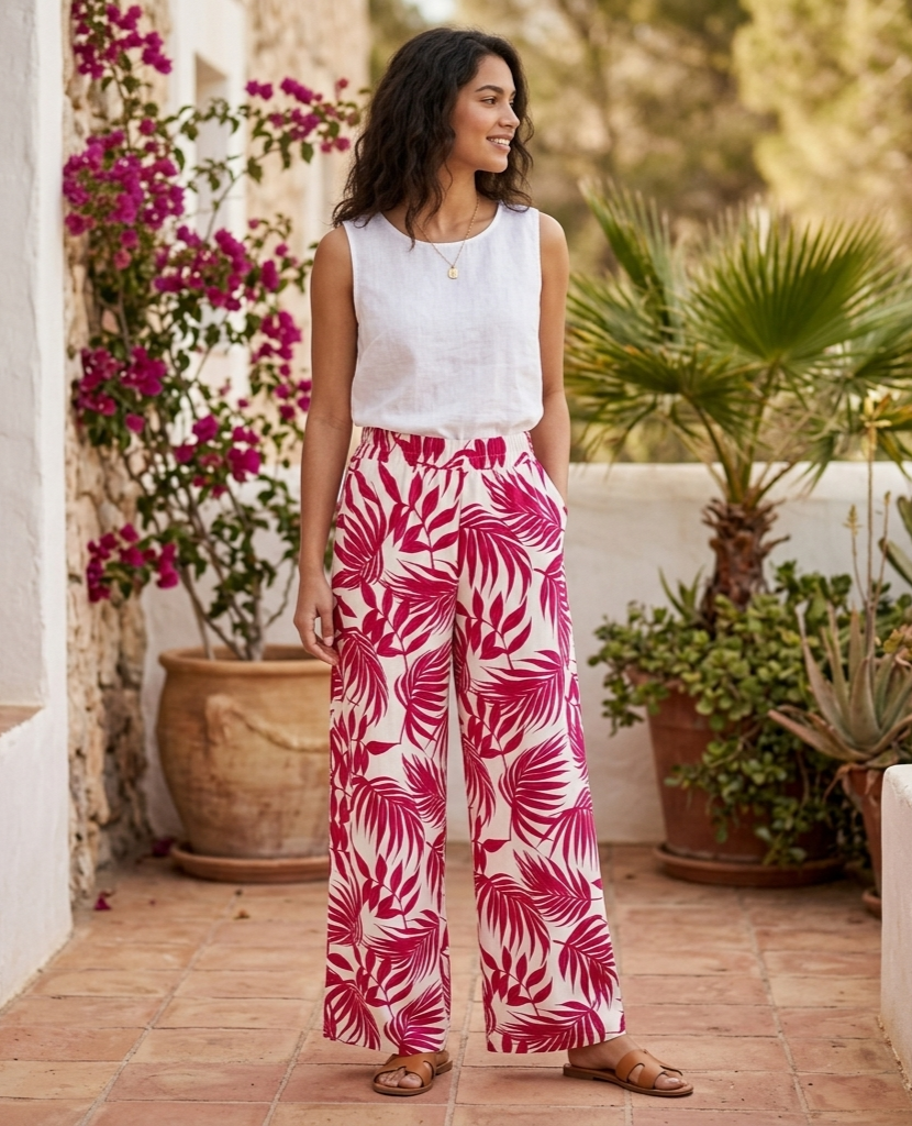Pantalon de lino estampado