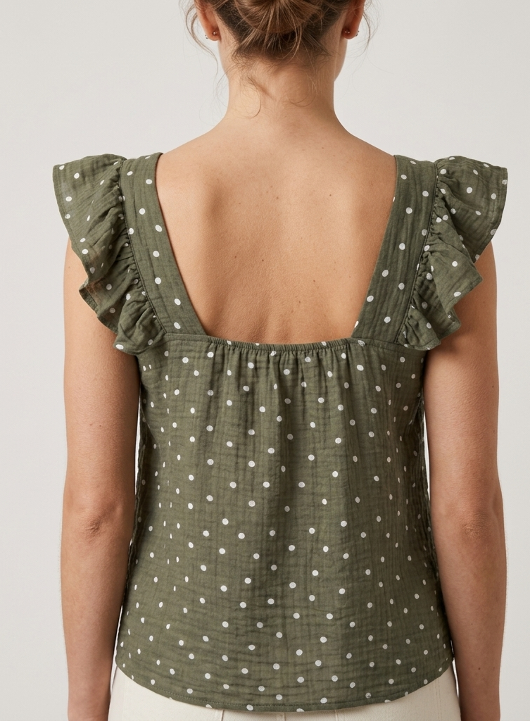 Blusa polkas dots manga escarola