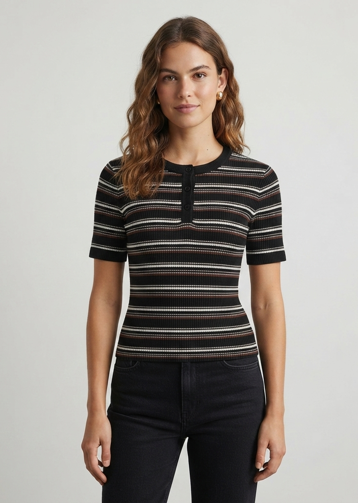 Blusa de rayas tejida manga corta