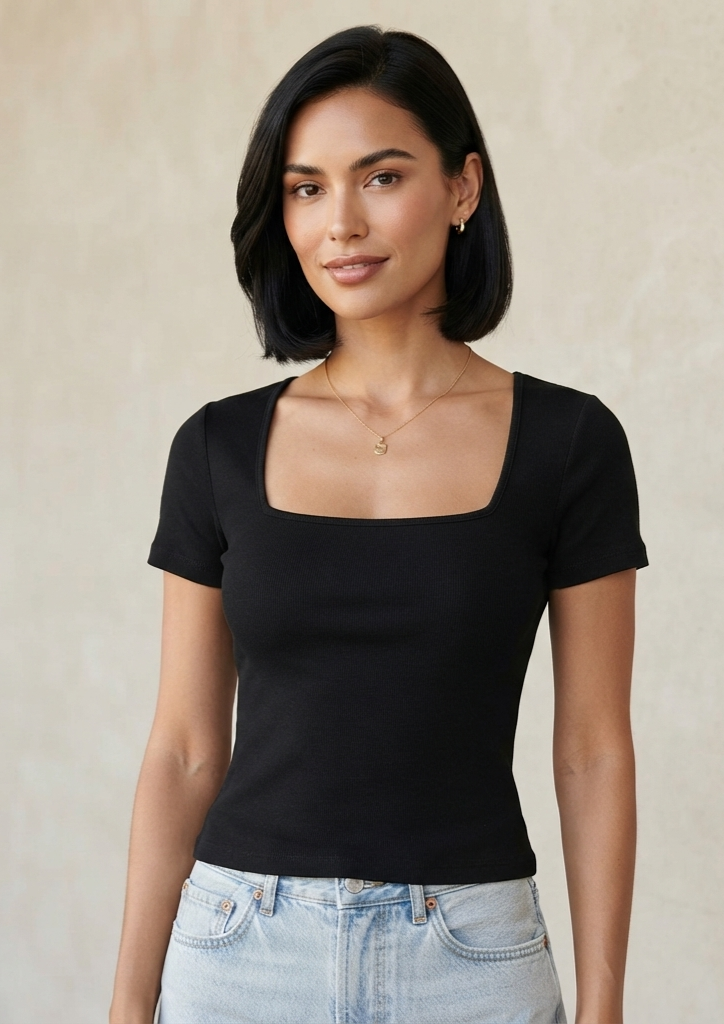 Blusa de algodon escote cuadrado