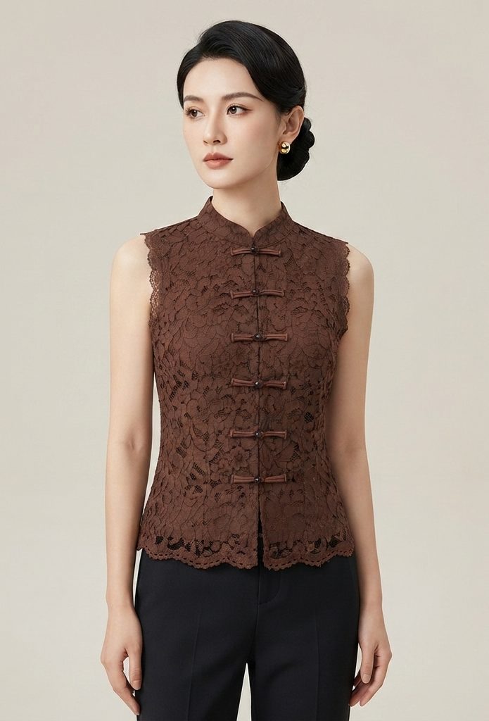 Blusa de encaje sin mangas