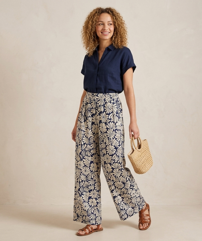 Pantalon de lino estampado