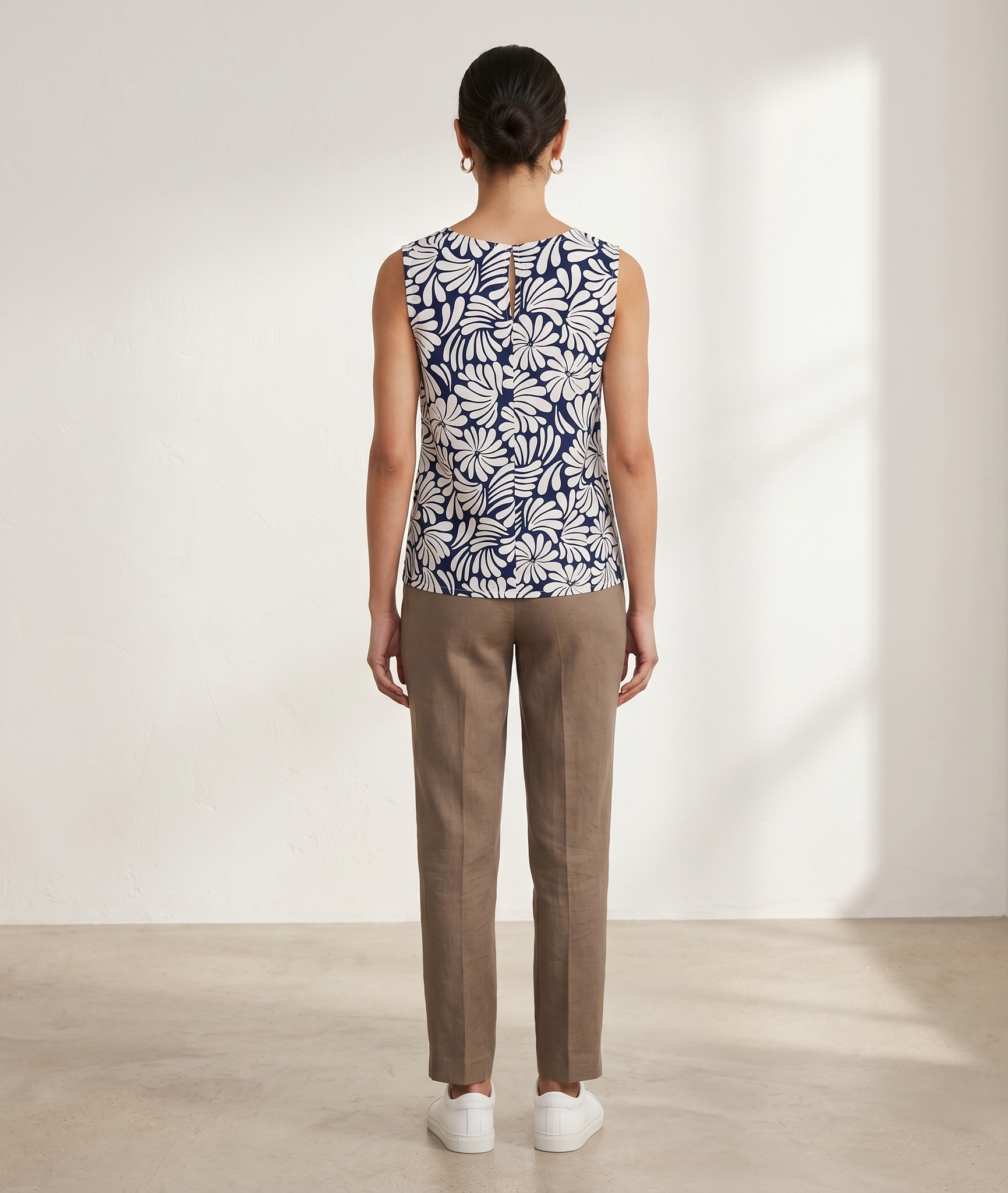 Blusa de lino estampada