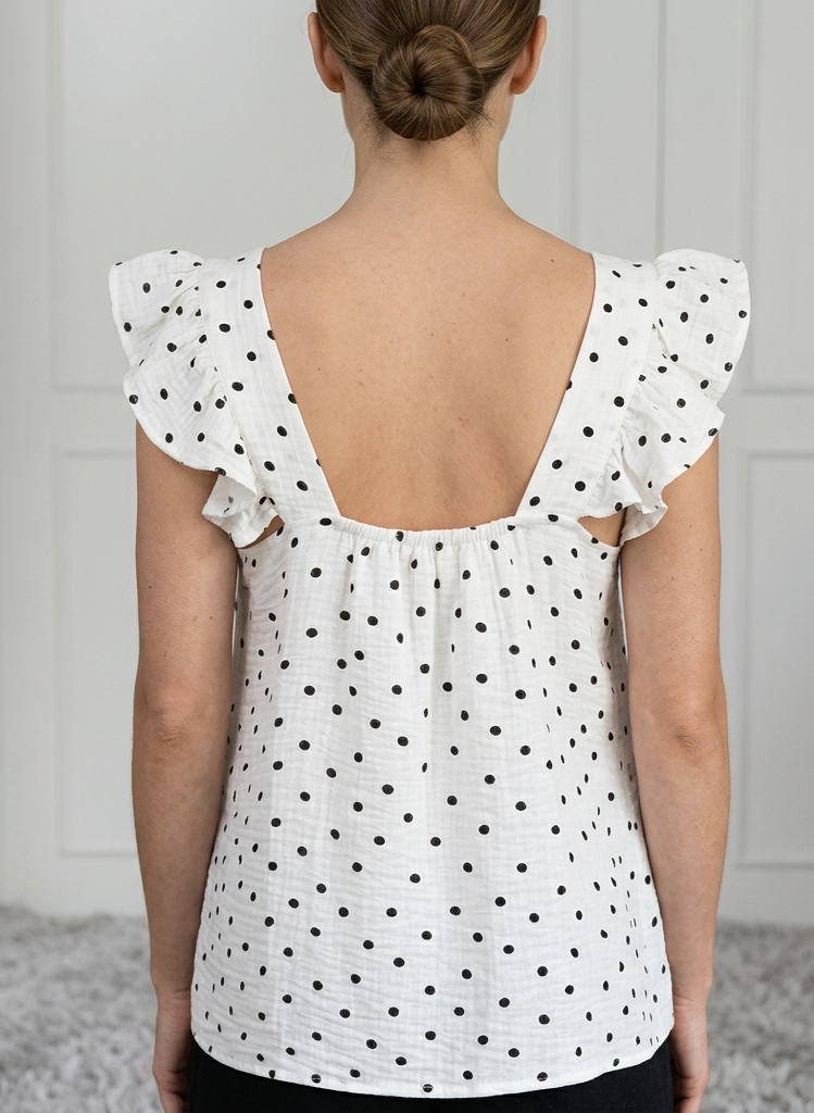 Blusa polkas dots manga escarola