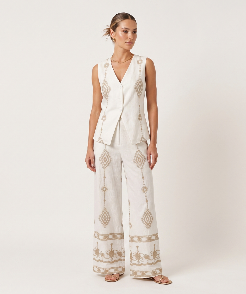Conjunto de lino estampado