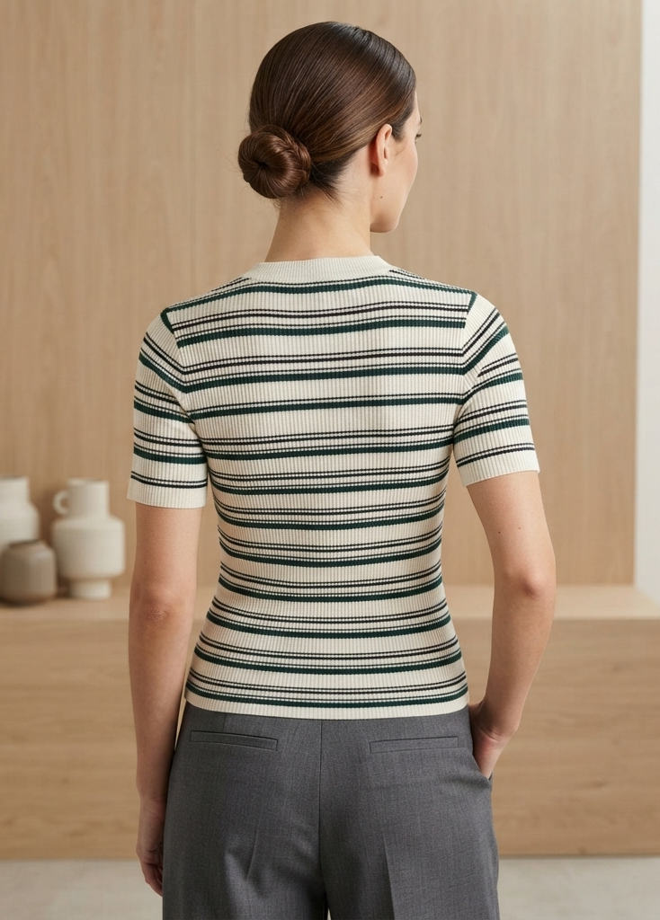 Blusa de rayas tejida manga corta