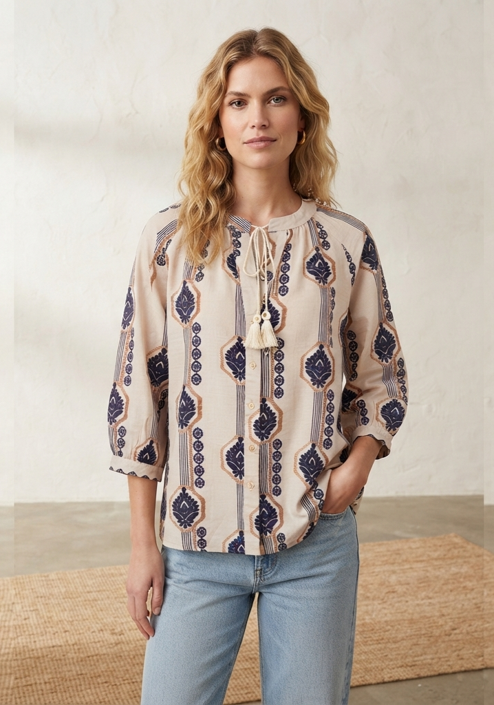 Blusa estampada manga larga