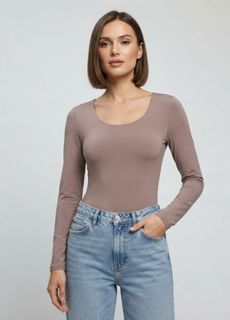 Body cuello redondo manga larga