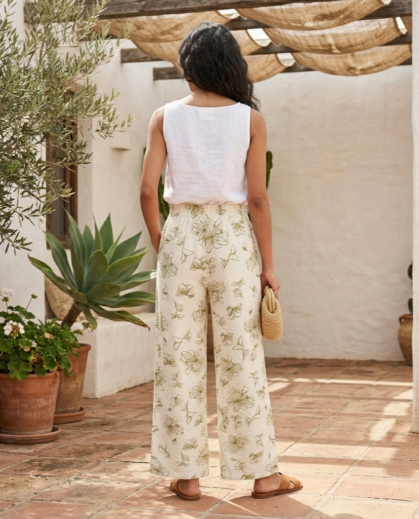 Pantalon de lino estampado