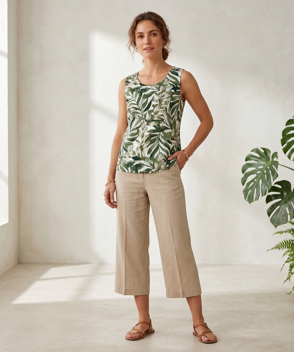 Blusa de lino estampada