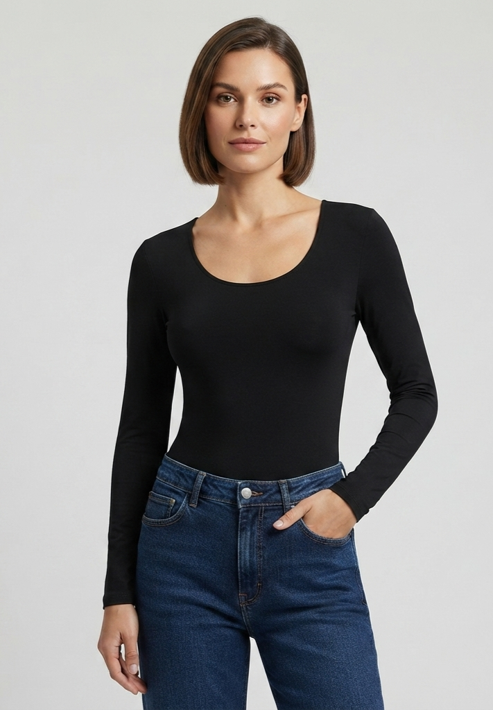 Body cuello redondo manga larga
