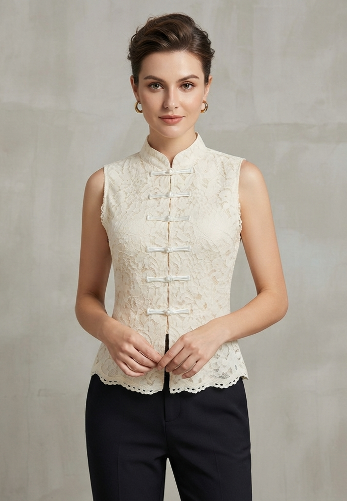 Blusa de encaje sin mangas