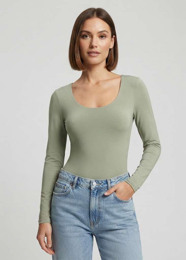 Body cuello redondo manga larga