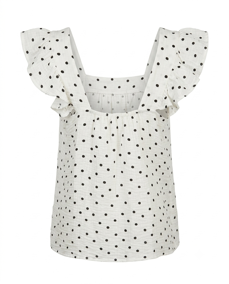 Blusa polkas dots manga escarola
