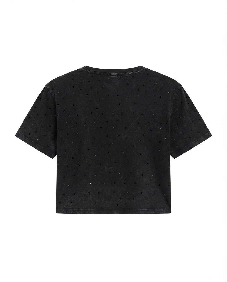 Blusa corta overzise con brillos