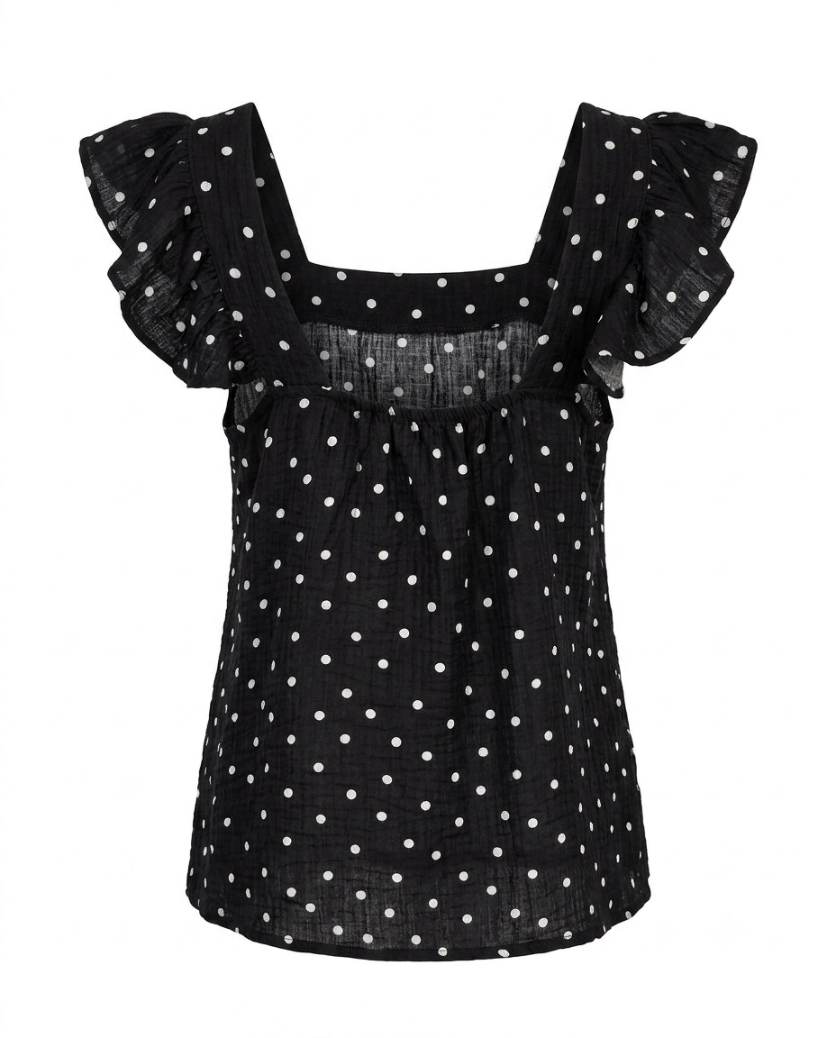 Blusa polkas dots manga escarola