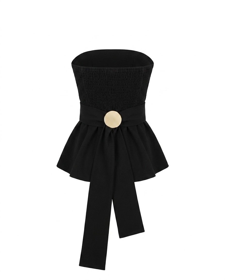 blusa estraple con detalle en la espalda