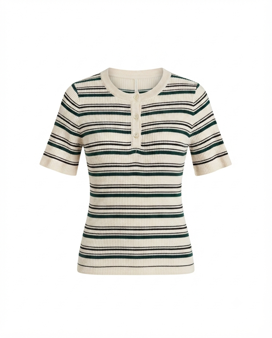 Blusa de rayas tejida manga corta