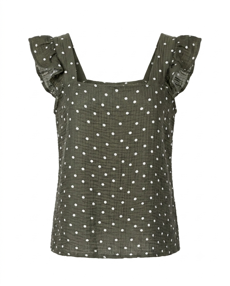 Blusa polkas dots manga escarola