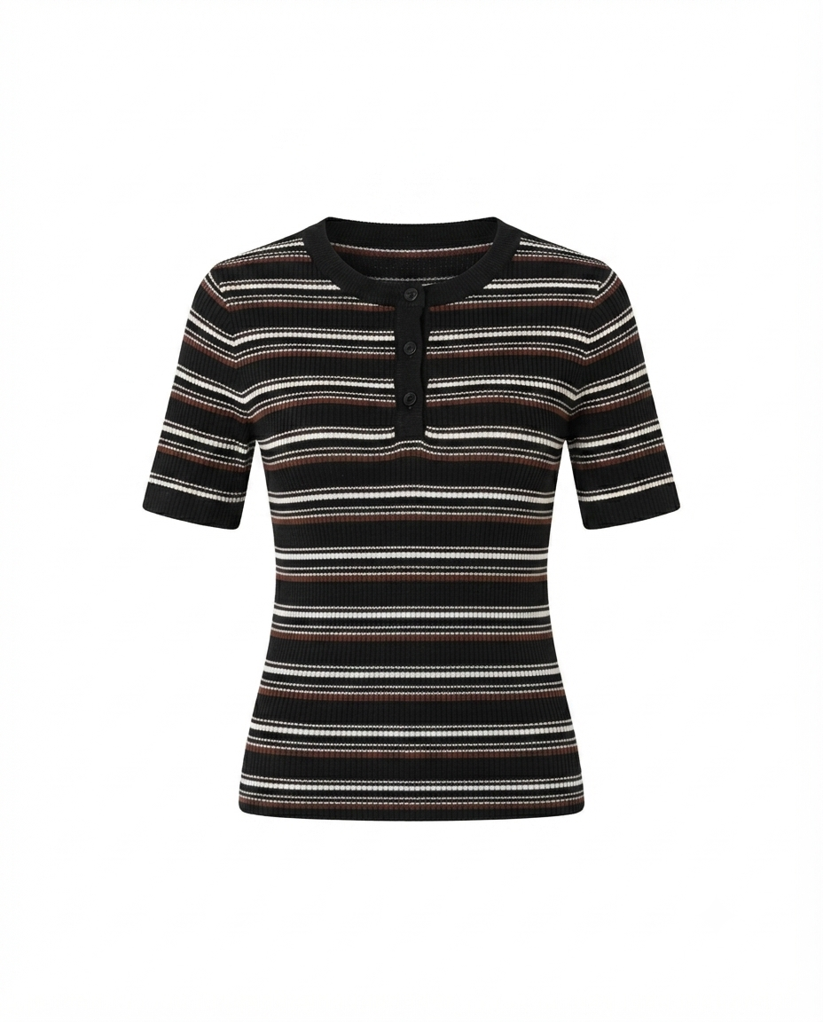 Blusa de rayas tejida manga corta