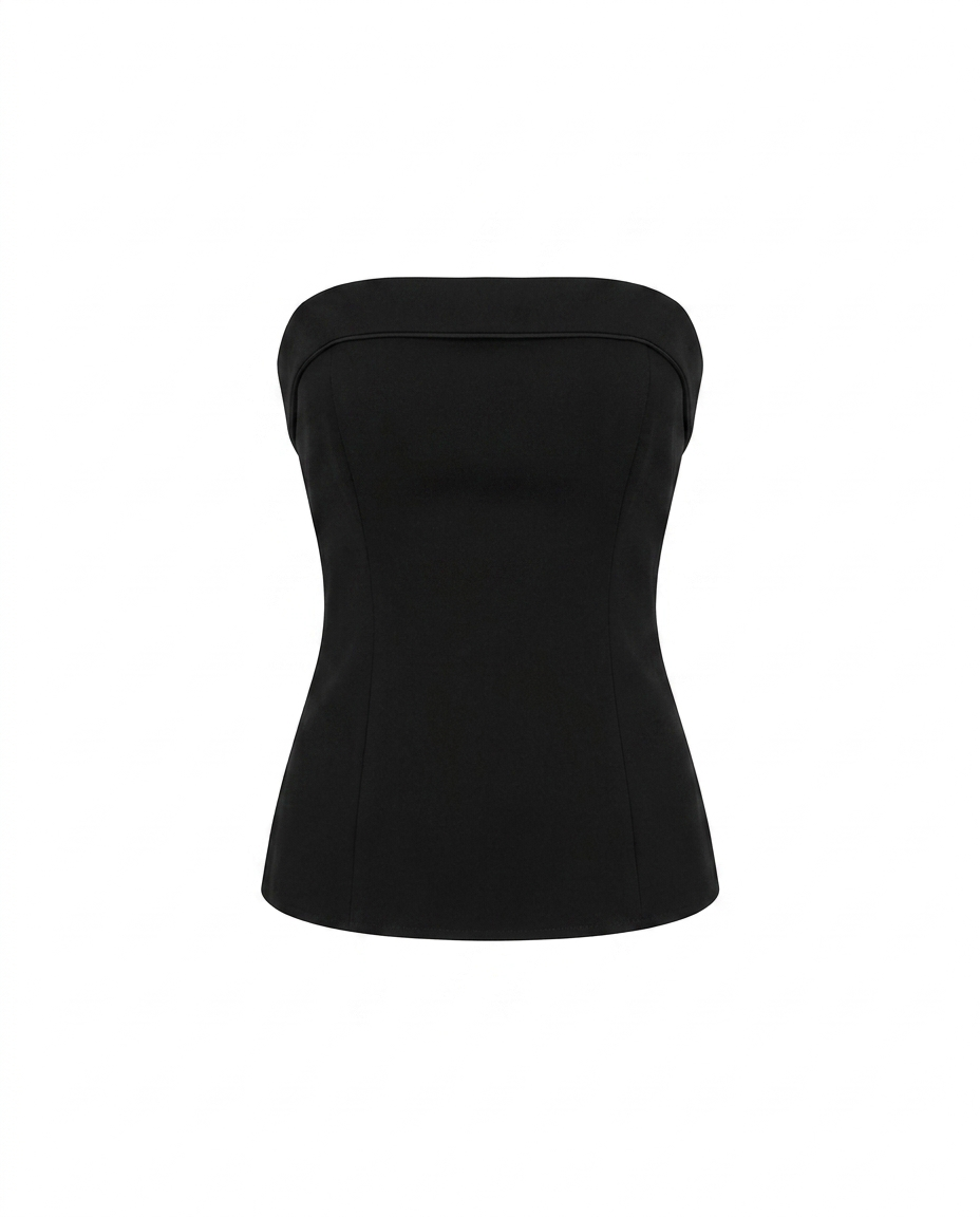 blusa estraple con detalle en la espalda