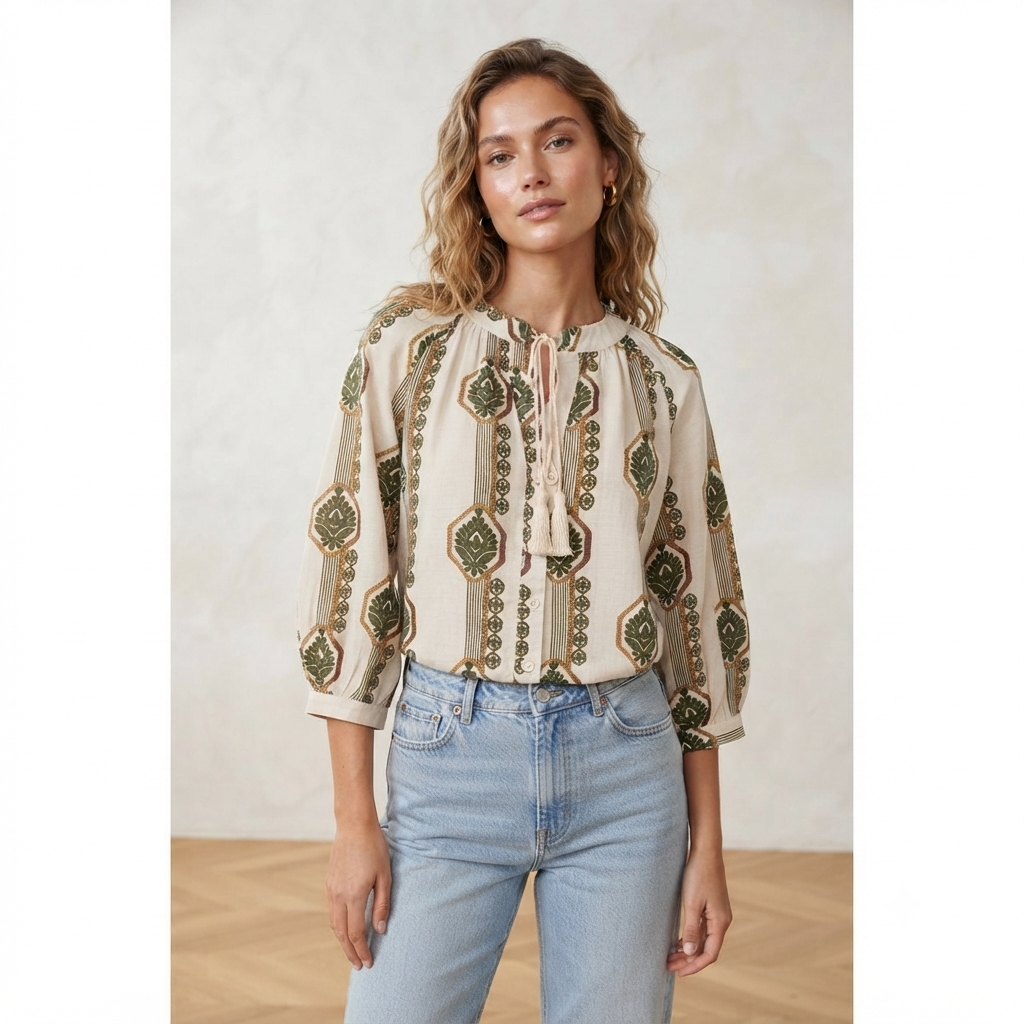 Blusa estampada manga larga