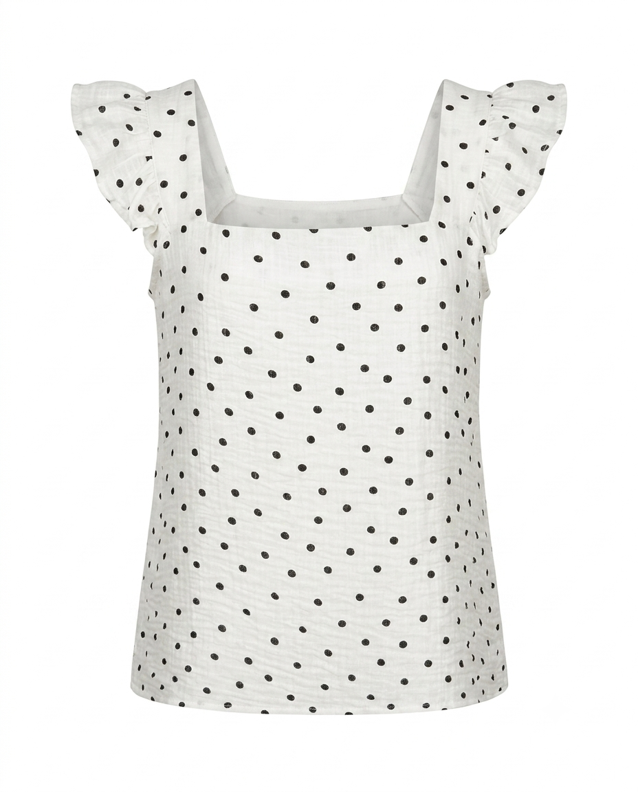 Blusa polkas dots manga escarola