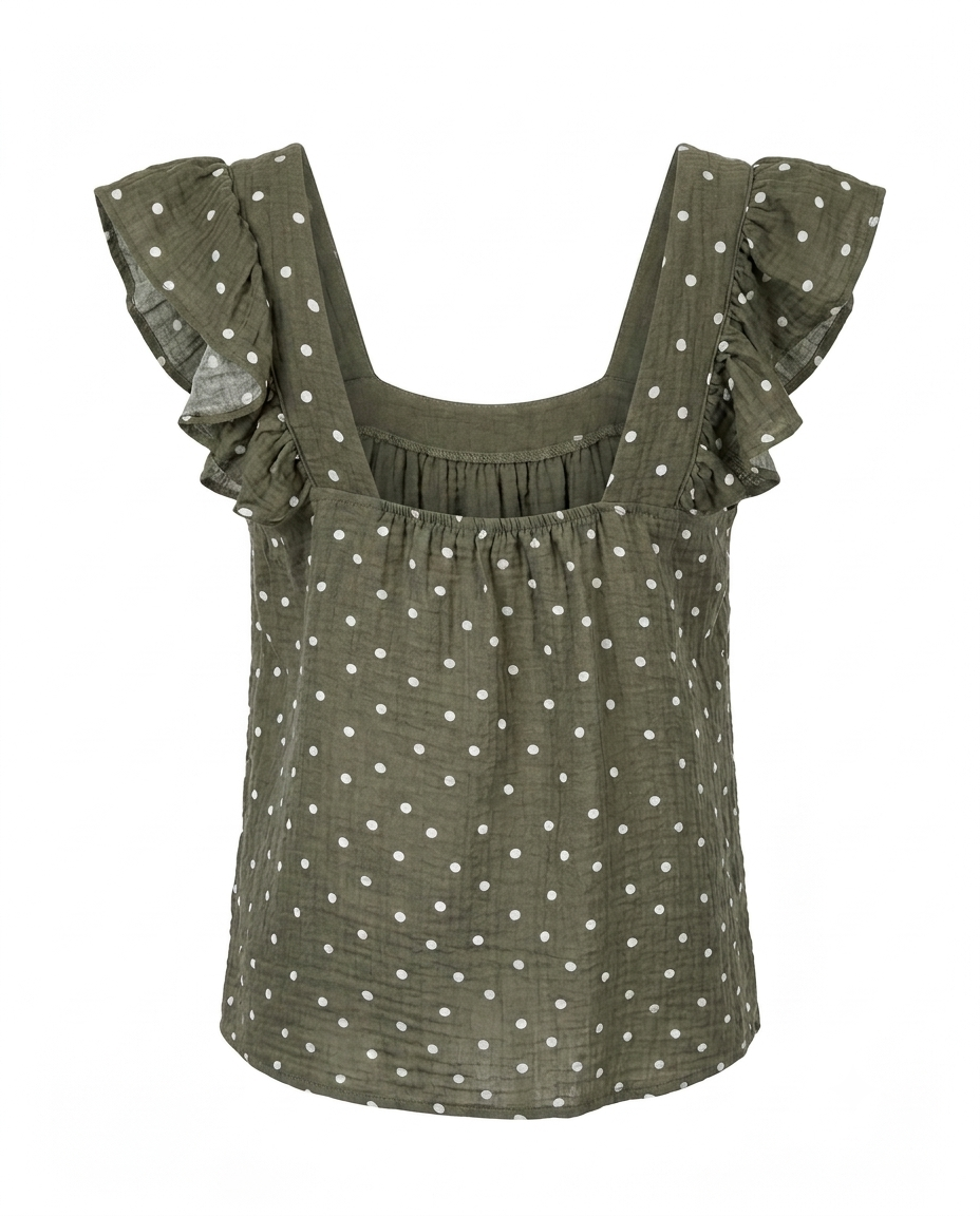 Blusa polkas dots manga escarola