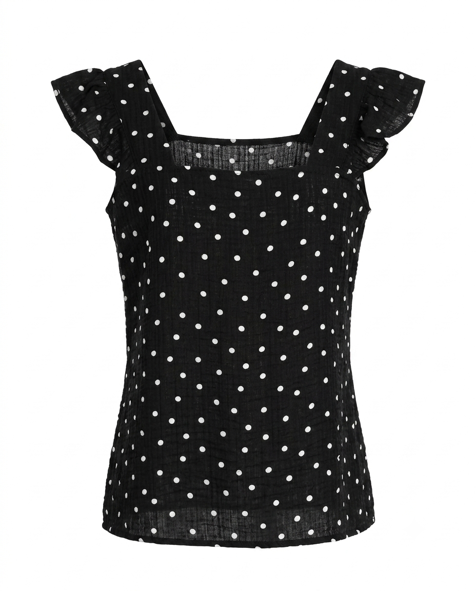 Blusa polkas dots manga escarola