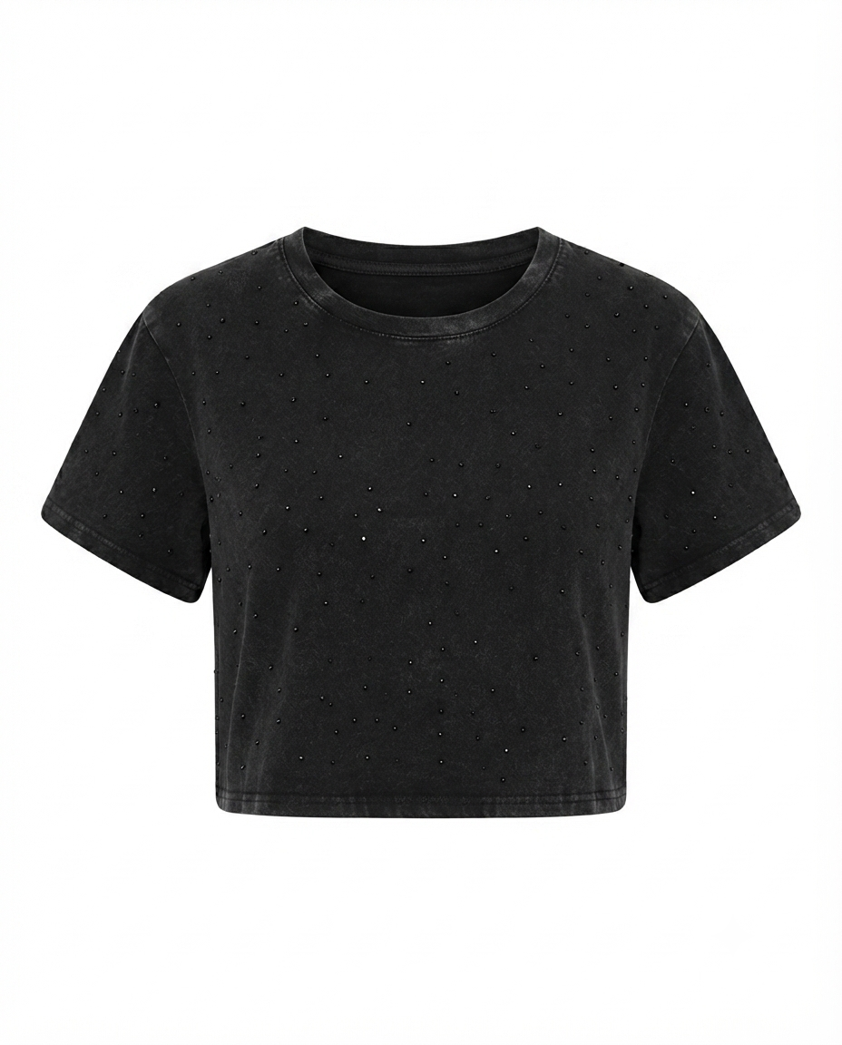 Blusa corta overzise con brillos