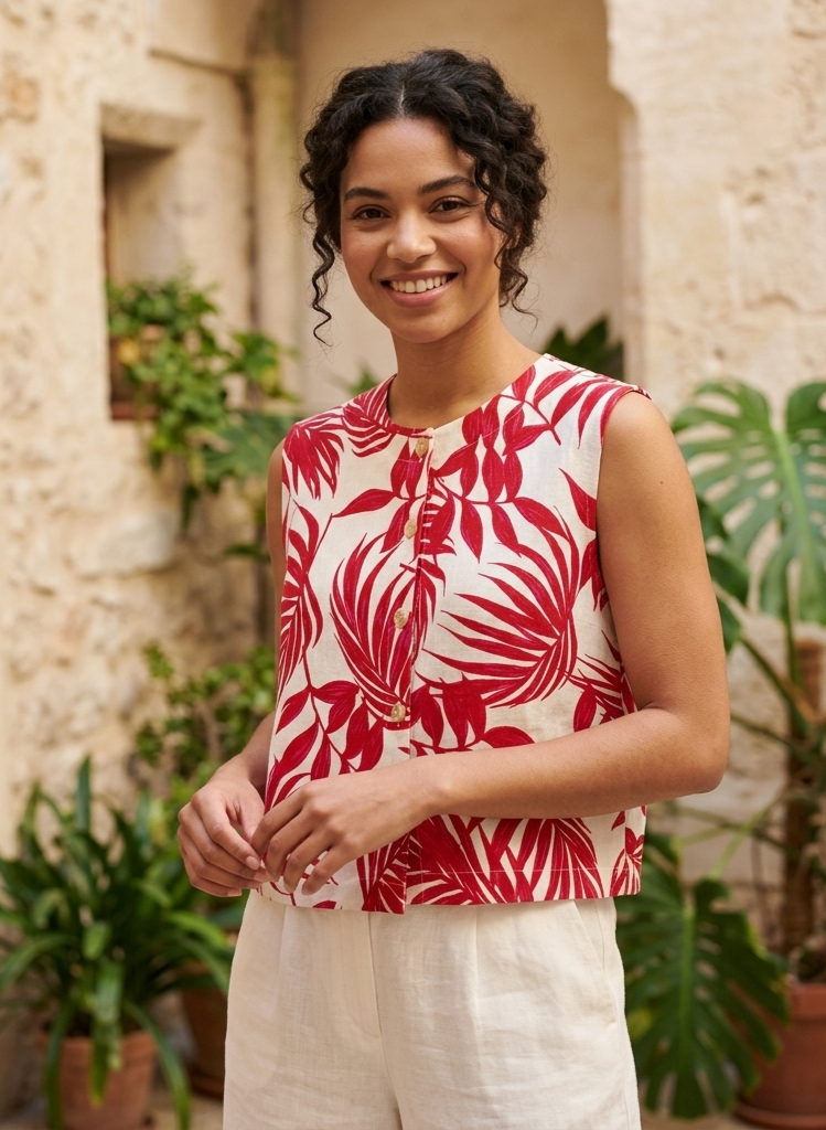Blusa estampada con botones