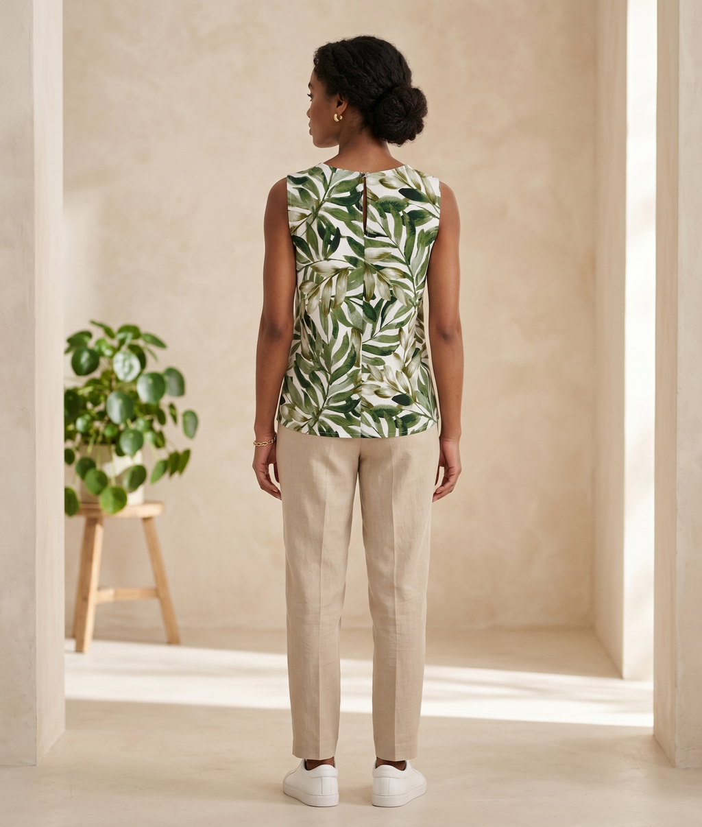 Blusa de lino estampada