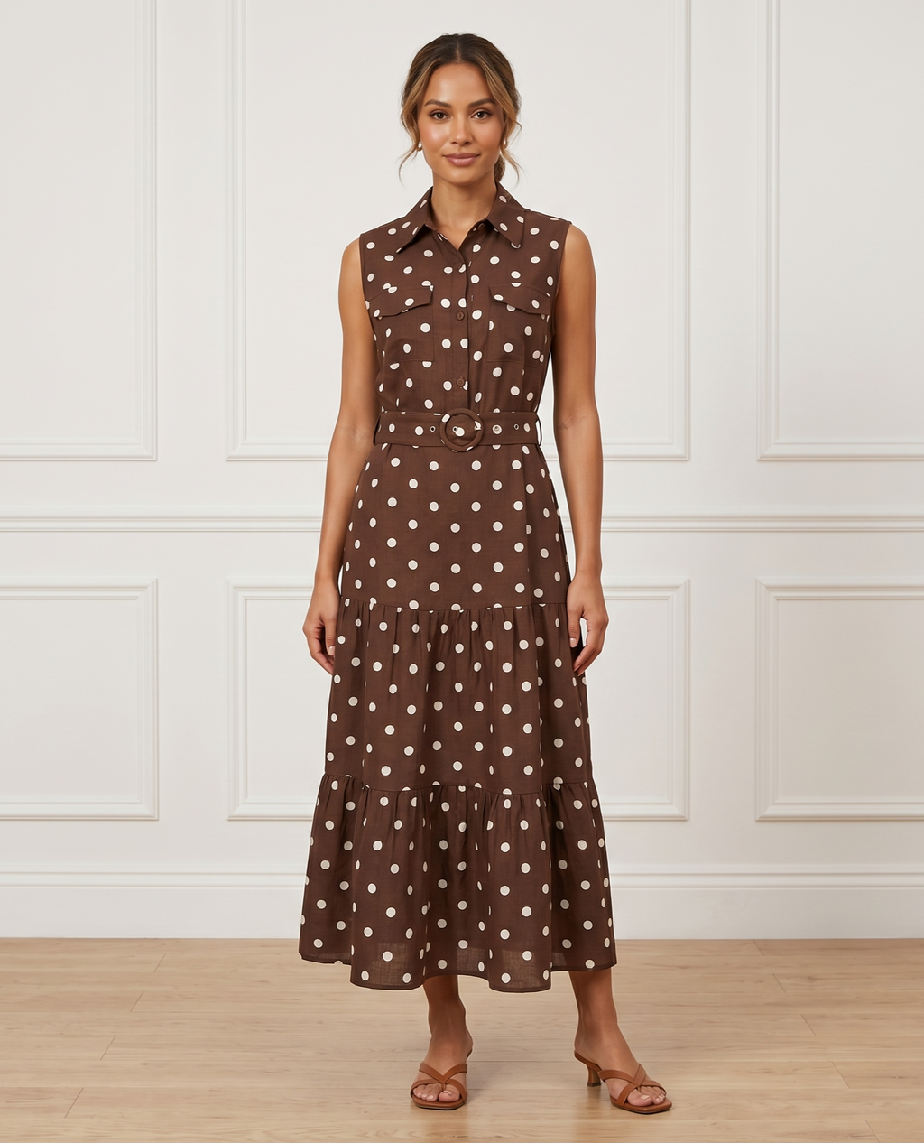 Vestido largo polka dots