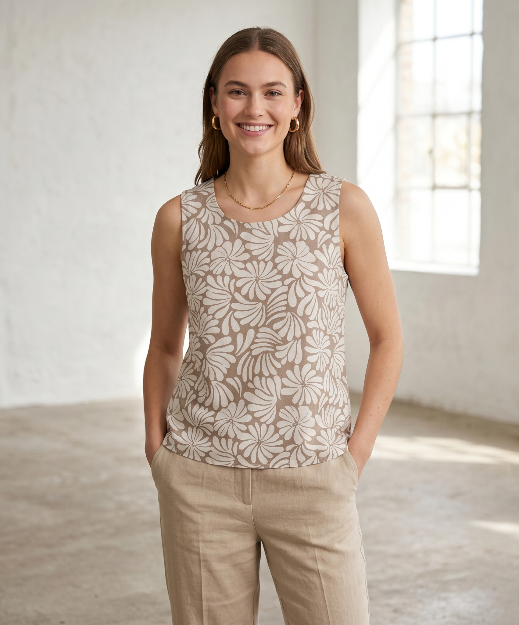 blusa de lino estampada