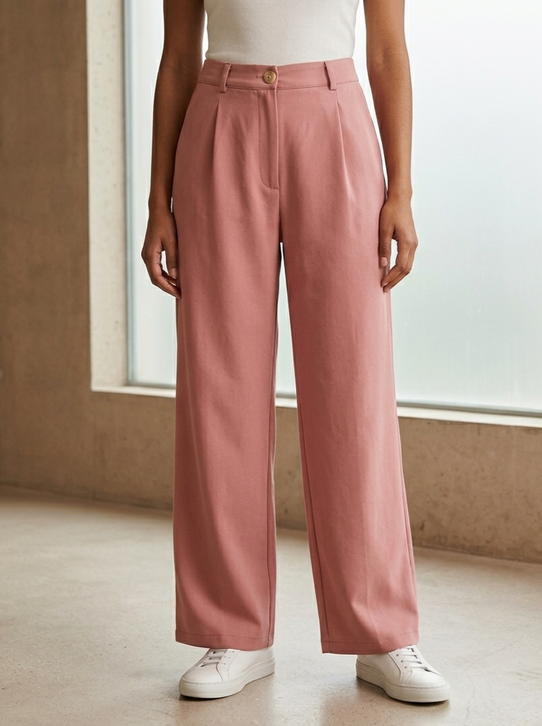 Pantalon liso con elastico trasero