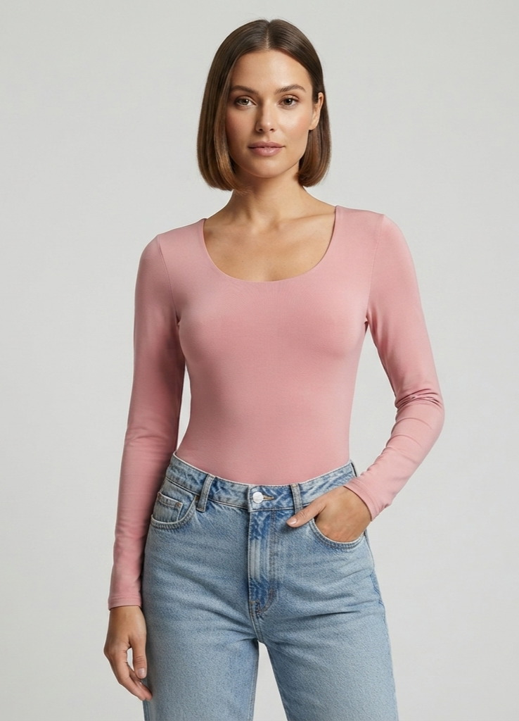 Body cuello redondo manga larga