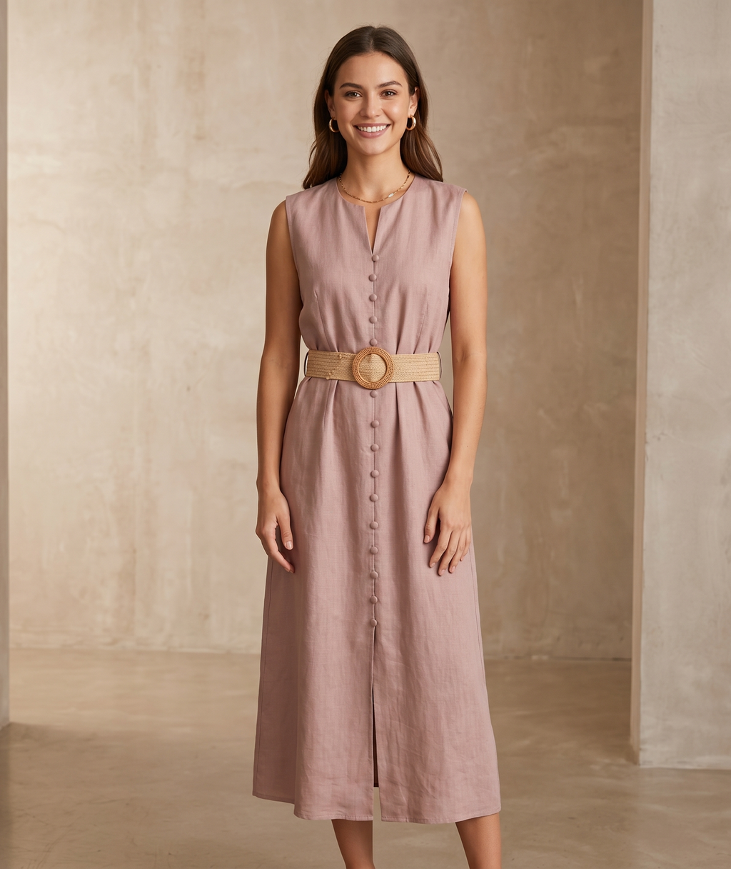 vestido largo de lino