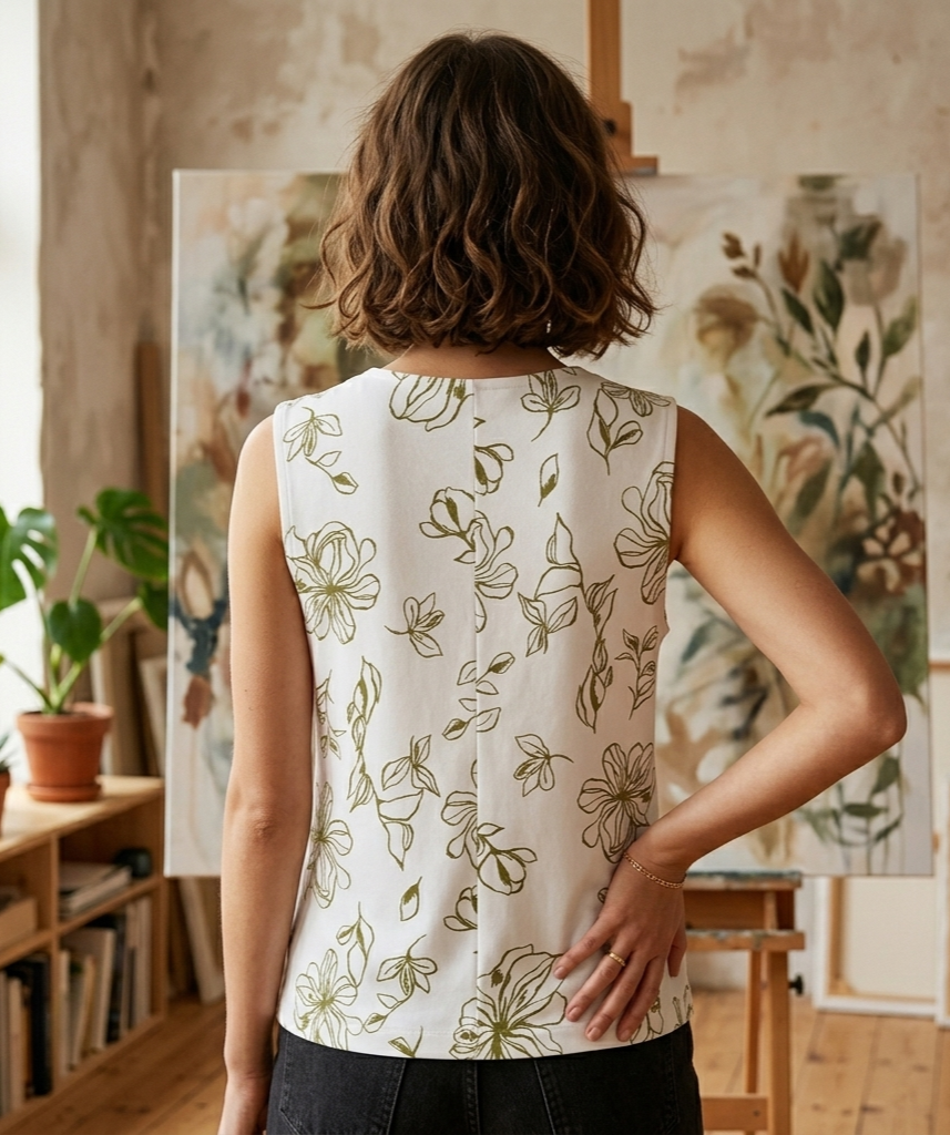 Blusa de lino estampada