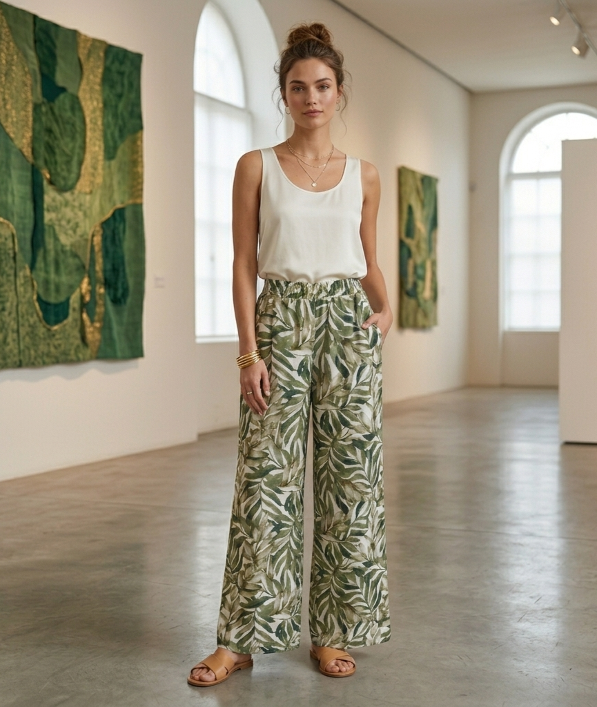 Pantalon de lino estampado