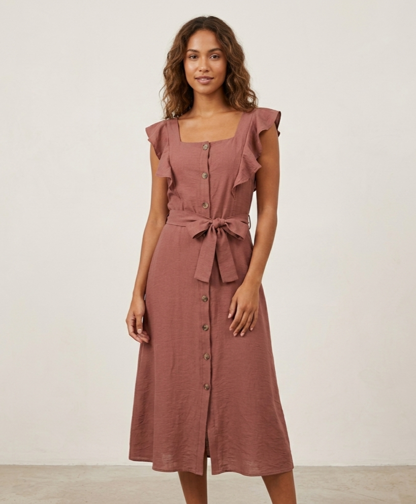 Vestido con olan en la manga