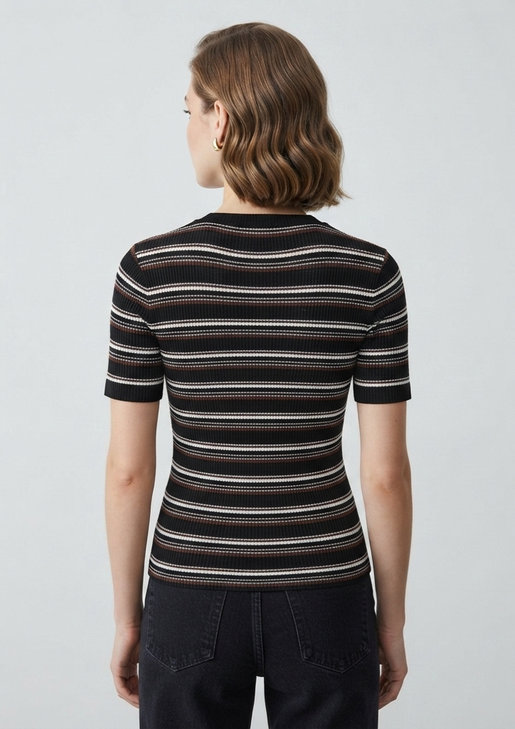 Blusa de rayas tejida manga corta
