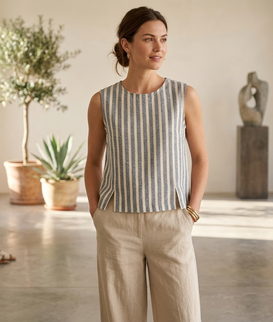 Blusa de lino estampada