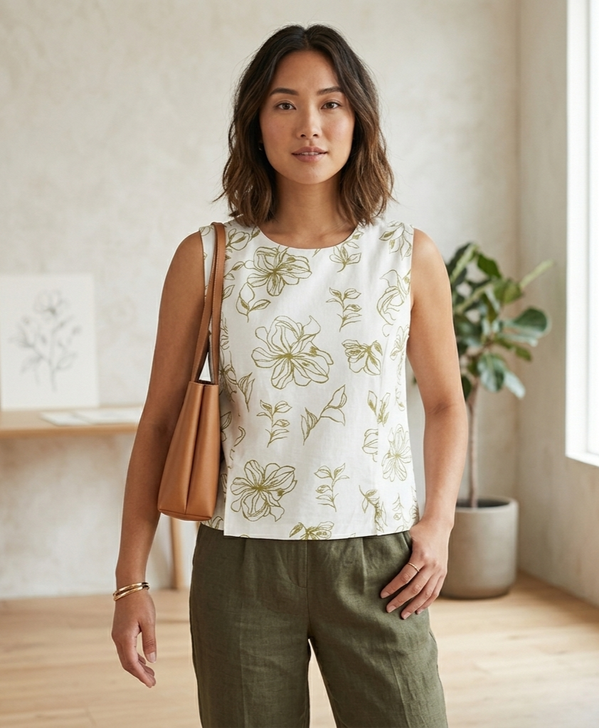 Blusa de lino estampada